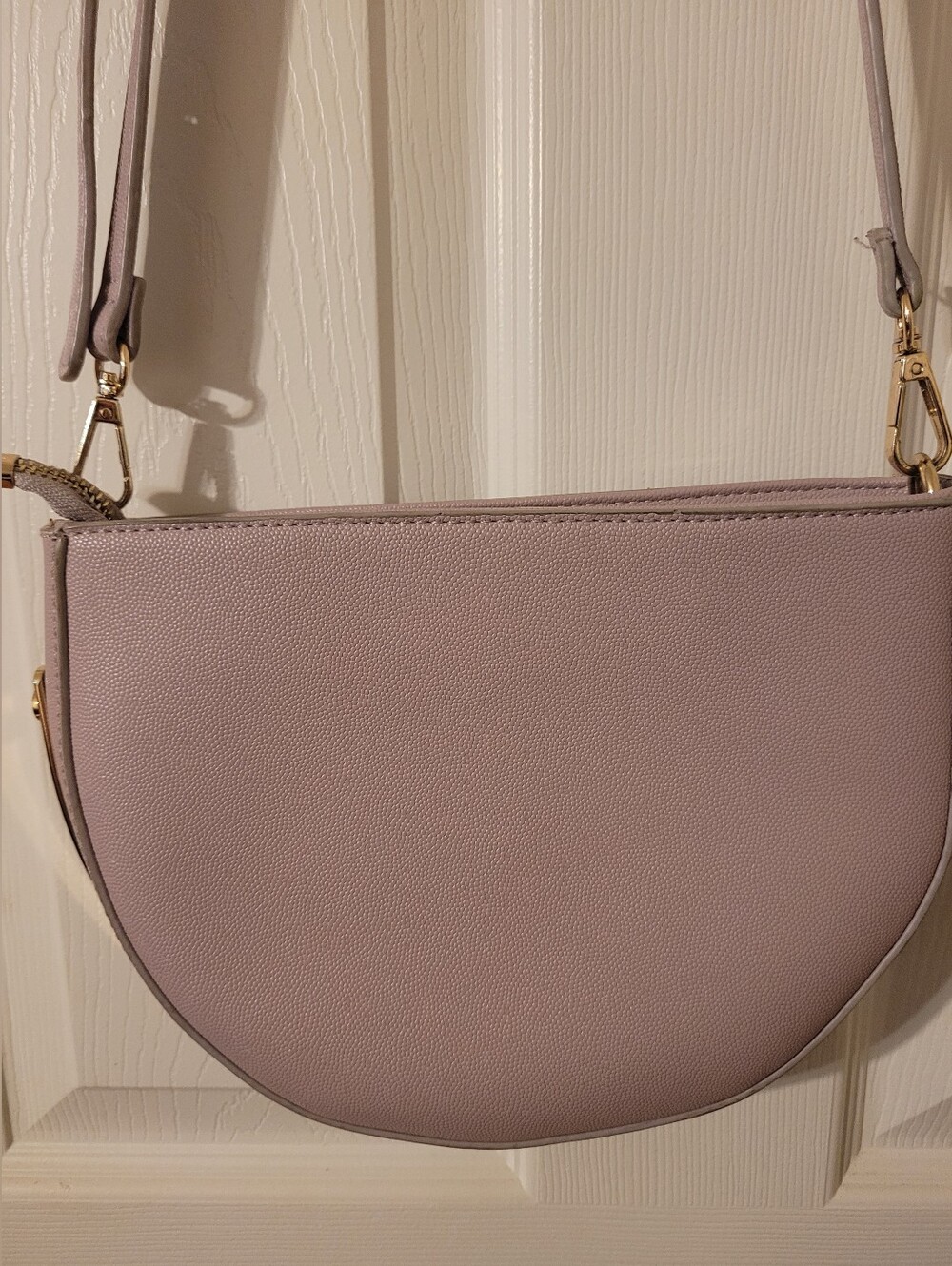 Lilac Half-Moon Crossbody Bag with Gold Hardware